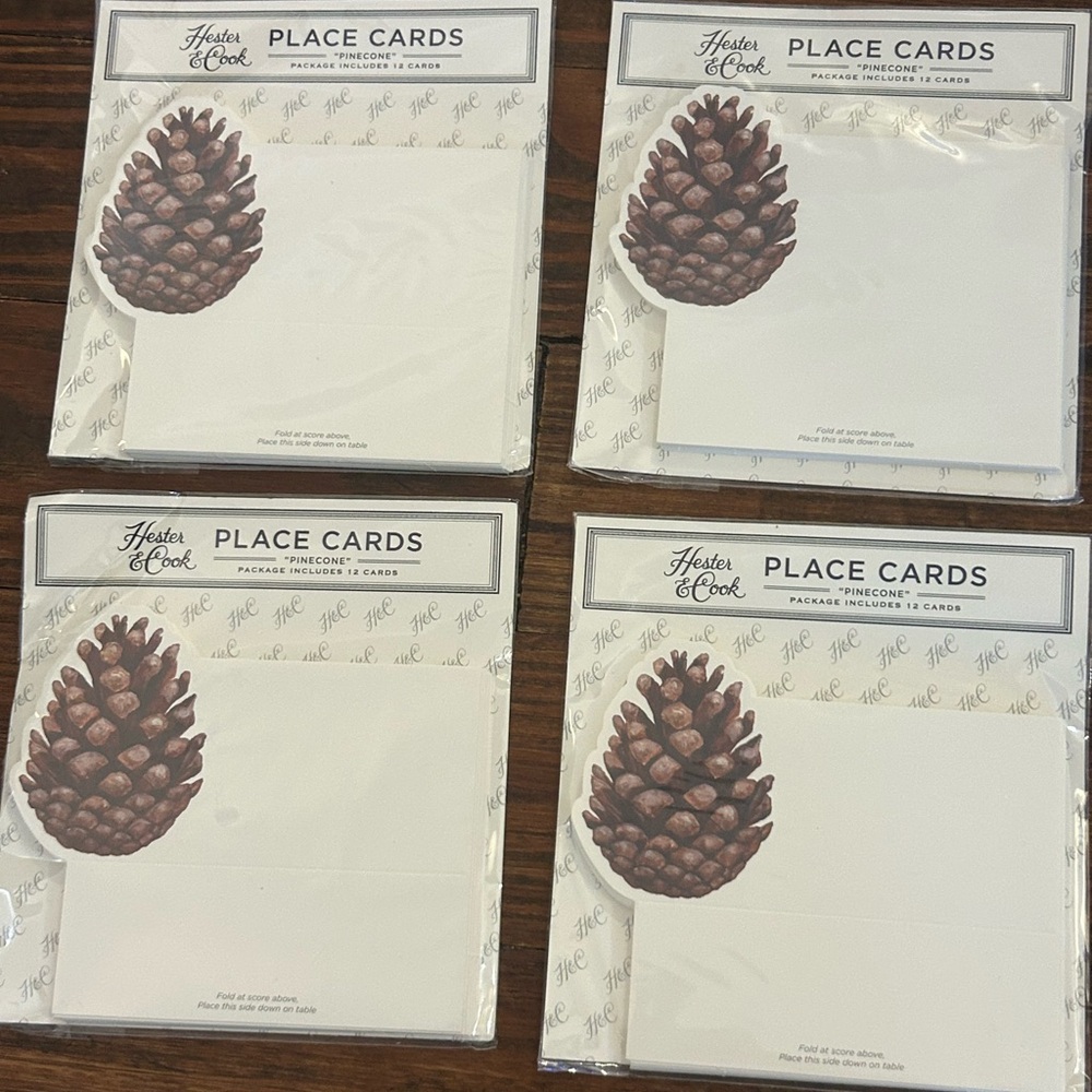 Hester & Cook Pine Cone Christmas Place cards 4 packs of 12 NEW